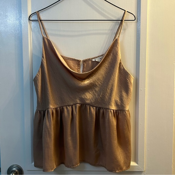 American Eagle Silky Cowl Neck Babydoll Top - Picture 2 of 11